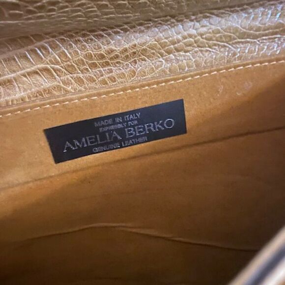 Amelia Berko "70's Vintage" Leather Crocodile print shoulder bag - Picture 11 of 13